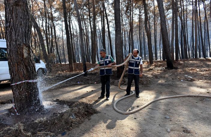 Marmaris'te polisten yanan ormanı yeşertmek için çalışma -1