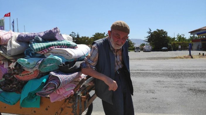 Kayseri'de 88 yaşındaki çerçici, her gün kilometrelerce yol gidiyor