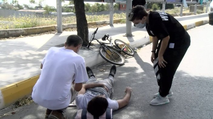 Bisikletiyle takla atıp yaralandı; yol kenarında yardım  bekledi  -3