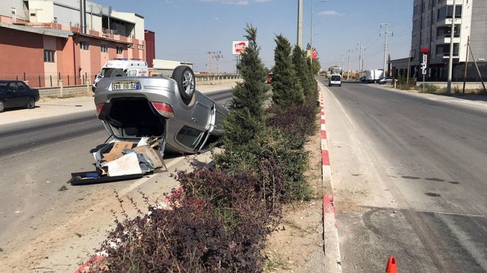 Takla atan otomobilin sürücüsü yaralandı -2