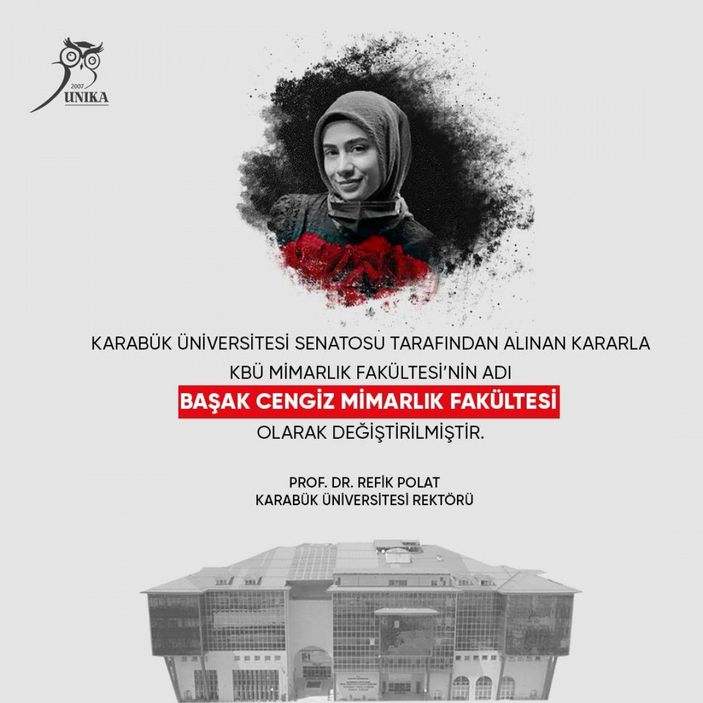 d Başak Cengiz’in ismi, Karabük Üniversitesi Mimarlık Fakültesi’nde yaşatılacak -1