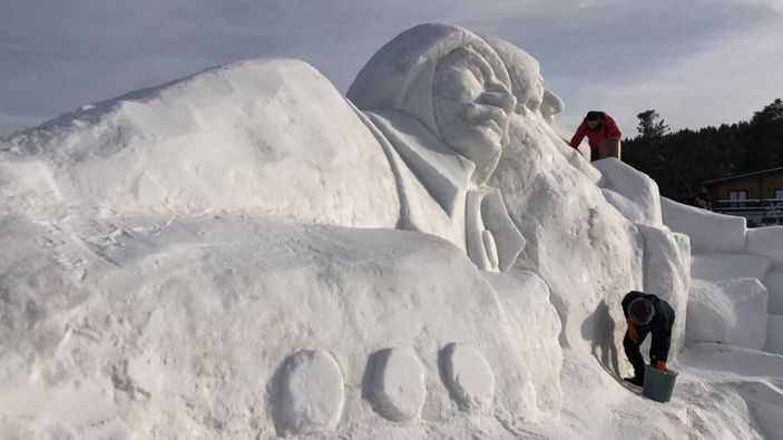 Sarıkamış'ta 'karı yorgan edenler' şehit asker heykeli tamamlandı -6