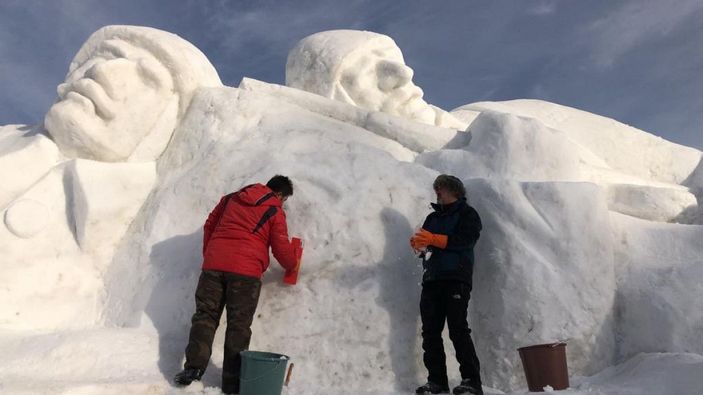 Sarıkamış'ta 'karı yorgan edenler' şehit asker heykeli tamamlandı -9