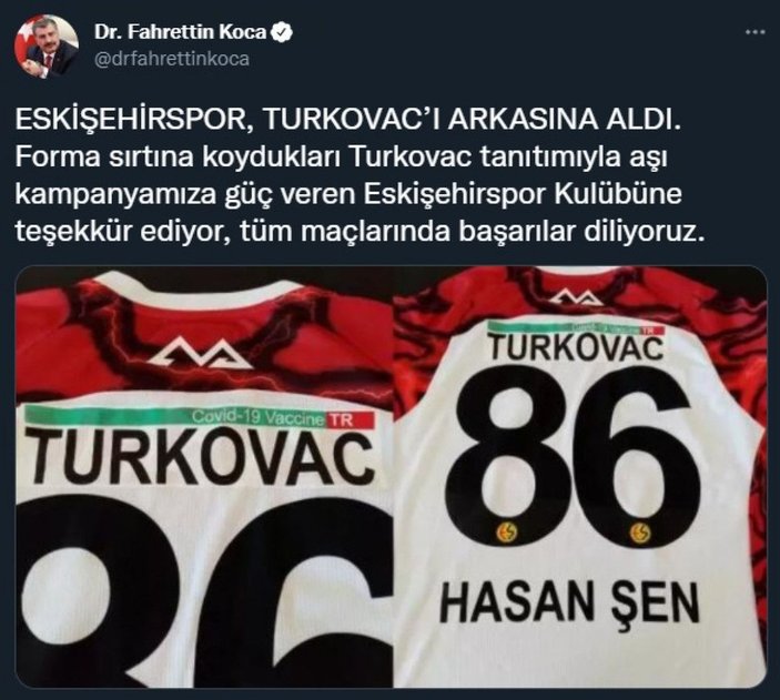 Bakan Koca'dan Eskişehirspor'a teşekkür -1