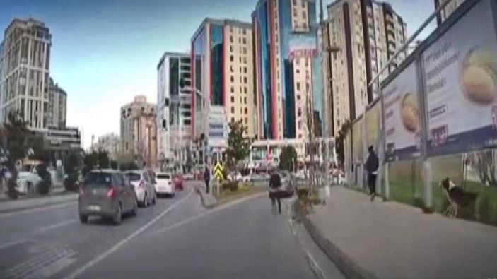 Esenyurt'ta köpeklerin kovaladığı kişi, otomobil altında kalmaktan son anda kurtuldu -2