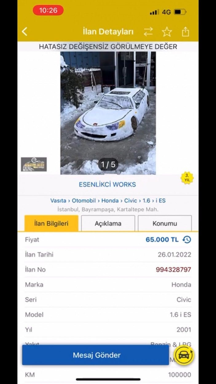 Bayrampaşa'da kardan otomobil yaptı satışa çıkardı -9