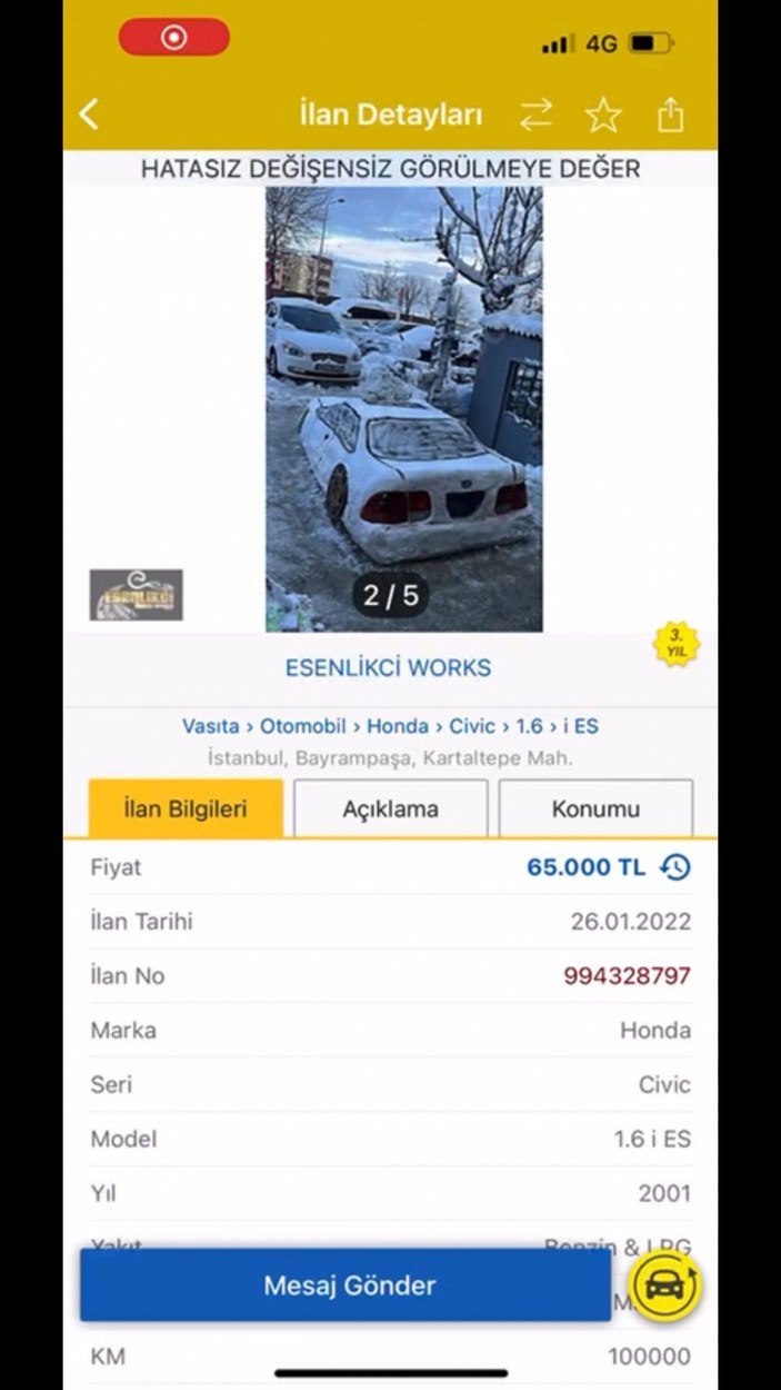 Bayrampaşa'da kardan otomobil yaptı satışa çıkardı -8