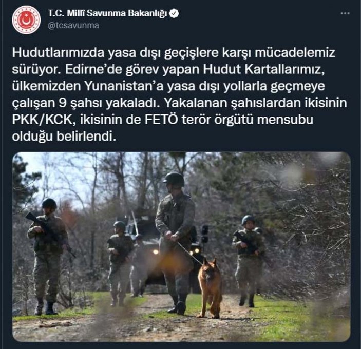 MSB: Sınırda 2'si PKK/KCK, 2'si FETÖ mensubu 9 kişi yakalandı -1