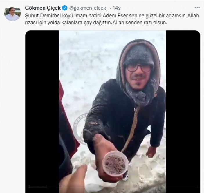 Mahsur kalanlara çay dağıtan imam hatip: Yüzlerindeki mutluluk, beni mutlu etti -1