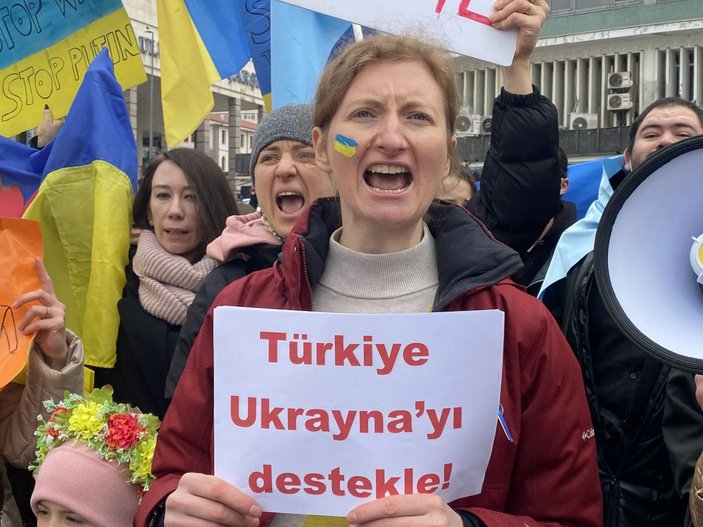 Ankara'da yaşayan Ukraynalılardan 'Rusya' protestosu -1