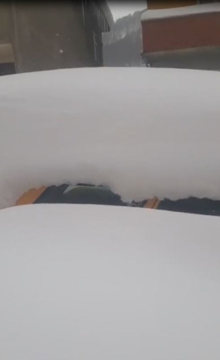 Doğu Karadeniz'de kar esareti; beyaz örtü altındaki taksisini aradı -6