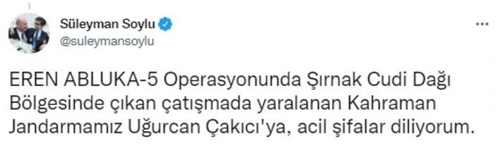 Eren Abluka-5 Operasyonu'nda 1 asker şehit