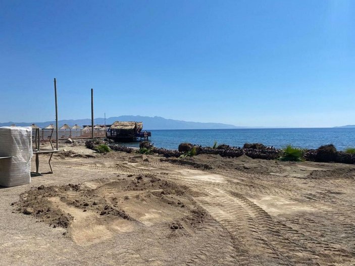 Bodrum'da sahildeki kaçak yapılar yıkıldı, izinsiz dikilen palmiyeler söküldü -2