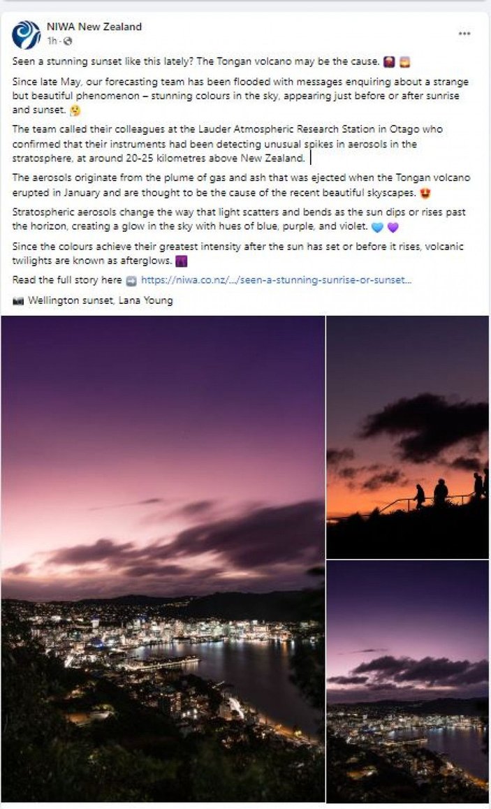 ‘Çarpıcı’ renklerdeki gün doğumu ve gün batımının sebebi Tonga Yanardağı -2
