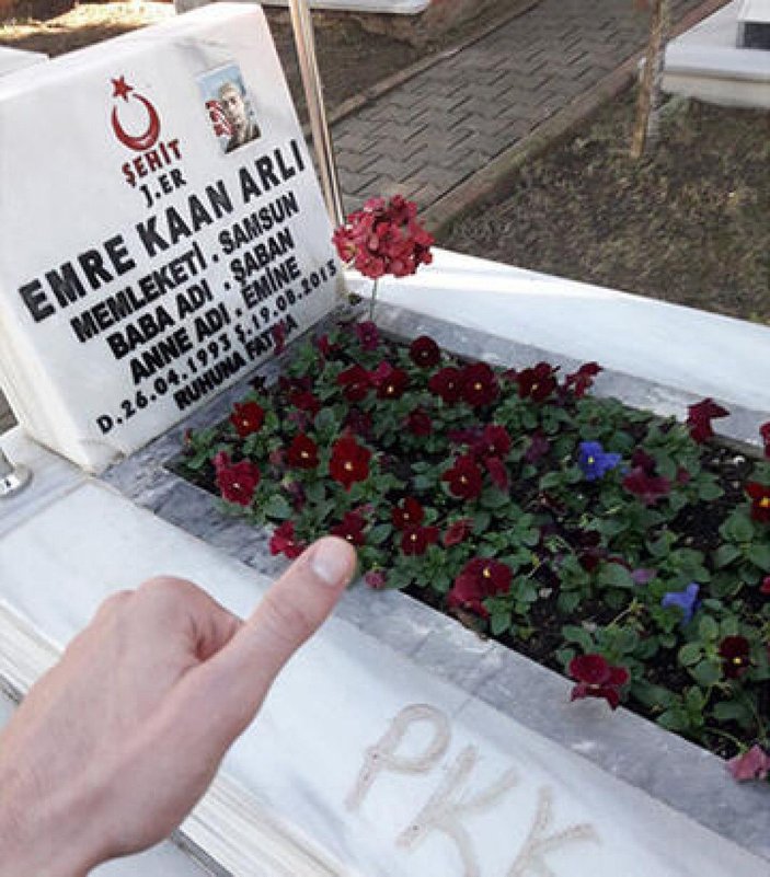 Şehit mezarlarına 'PKK' yazan sanığa tahliye -1