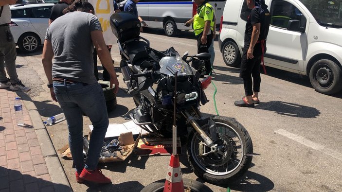 Göreve giden motosikletli asayiş timi kaza yaptı; 2 polis yaralandı -1