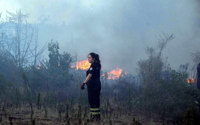 Edirne'de, Meriç Nehri kıyısında çıkan otluk yangını söndürüldü -3