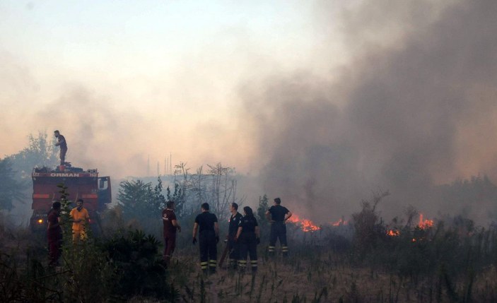 Edirne'de, Meriç Nehri kıyısında çıkan otluk yangını söndürüldü -5