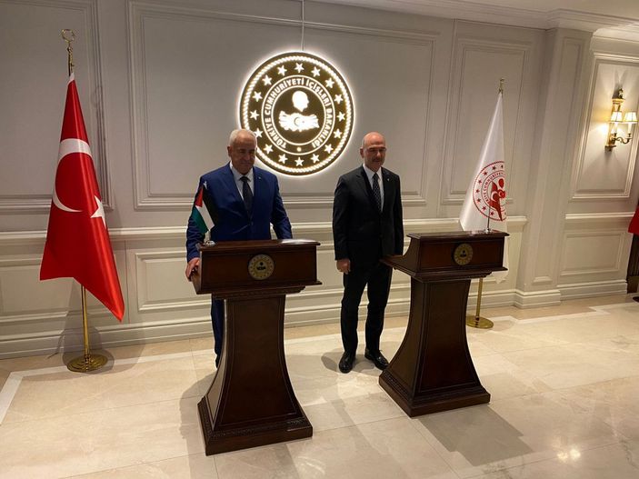 Bakan Soylu, Filistinli mevkidaşı Rih'iyi makamında ağırladı -4