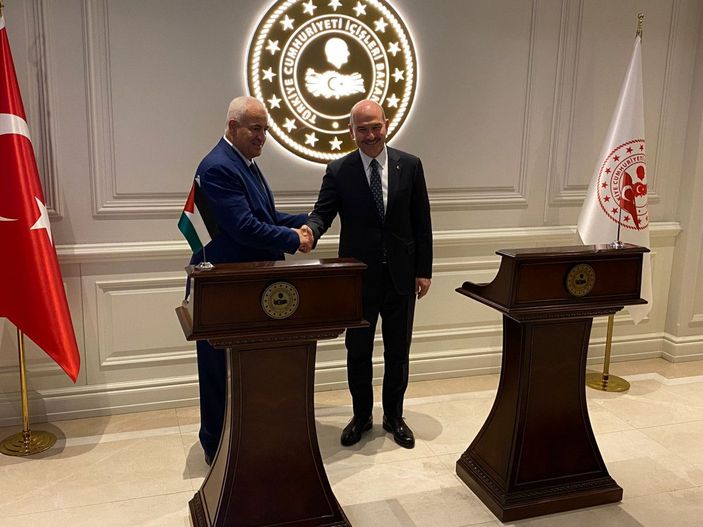 Bakan Soylu, Filistinli mevkidaşı Rih'iyi makamında ağırladı -3