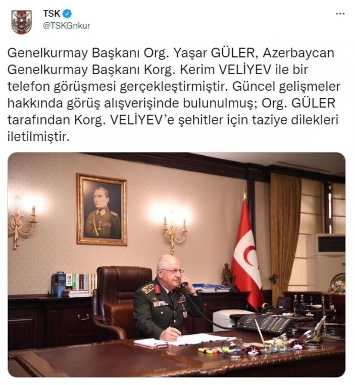 Genelkurmay Başkanı Güler, Azerbaycanlı mevkidaşı Veliyev ile görüştü -2