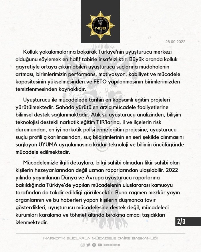 İçişleri Bakanlığından Türkiye’nin uyuşturucu ile mücadelesine yönelik haberler hakkında açıklama -2
