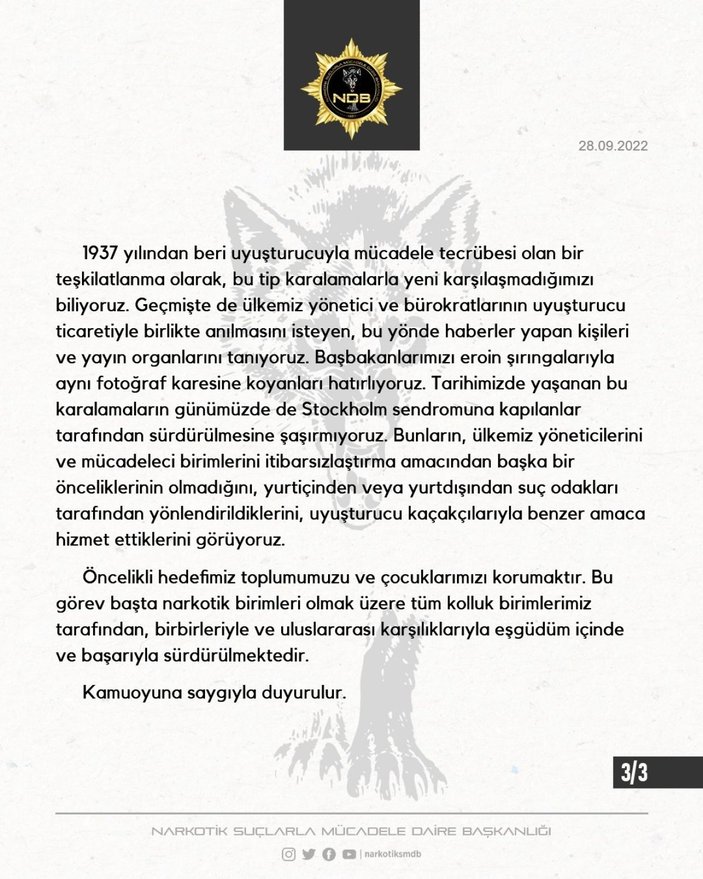 İçişleri Bakanlığından Türkiye’nin uyuşturucu ile mücadelesine yönelik haberler hakkında açıklama -3