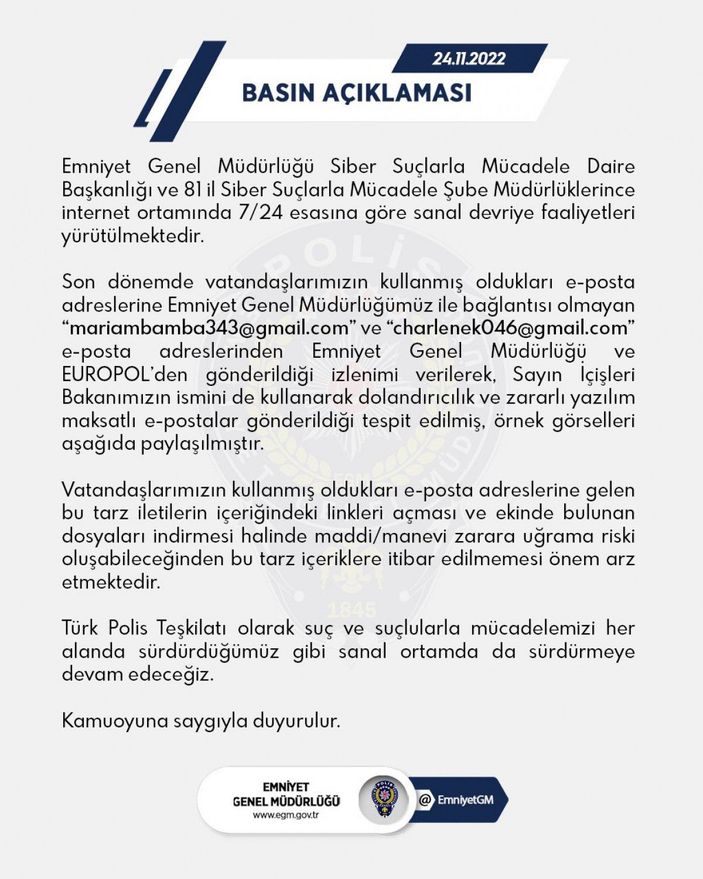 EGM'den dolandırıcılık uyarısı -1