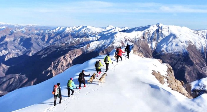 Karlı dağa tırmanan dağcıları, ayı saldırısından Kangal köpekleri kurtardı -3