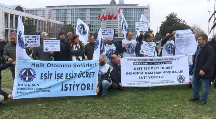 İBB önünde halk otobüsü şoförlerinden eylem -2