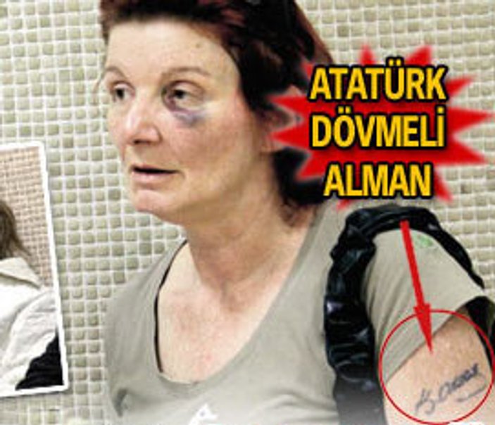 Atatürk dövmeli Alman kadına Türk eşinden dayak