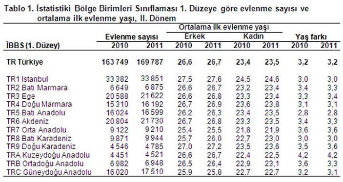 Türkiye'nin evlenme boşanma istatistikleri