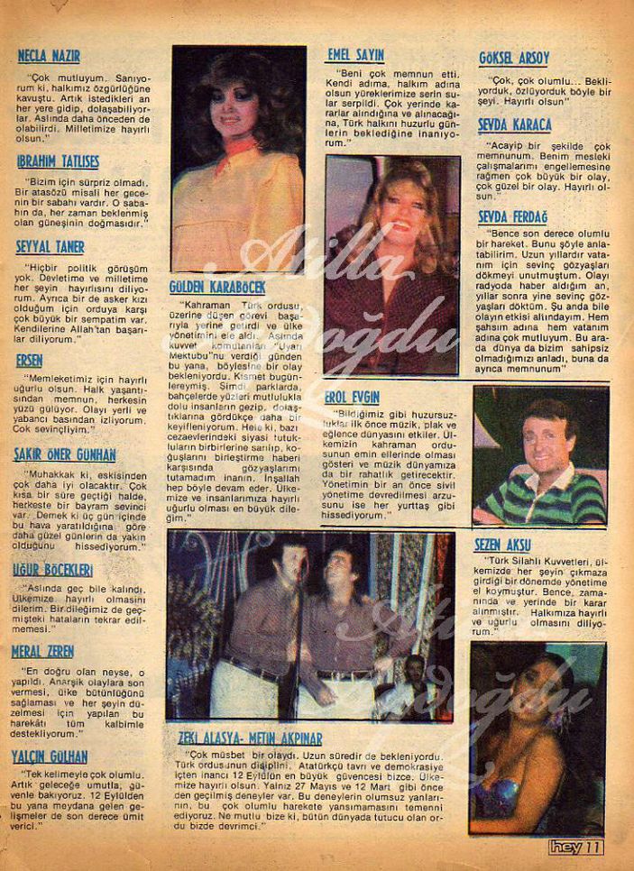 Ünlüler 12 Eylül'ün ardından ne dedi