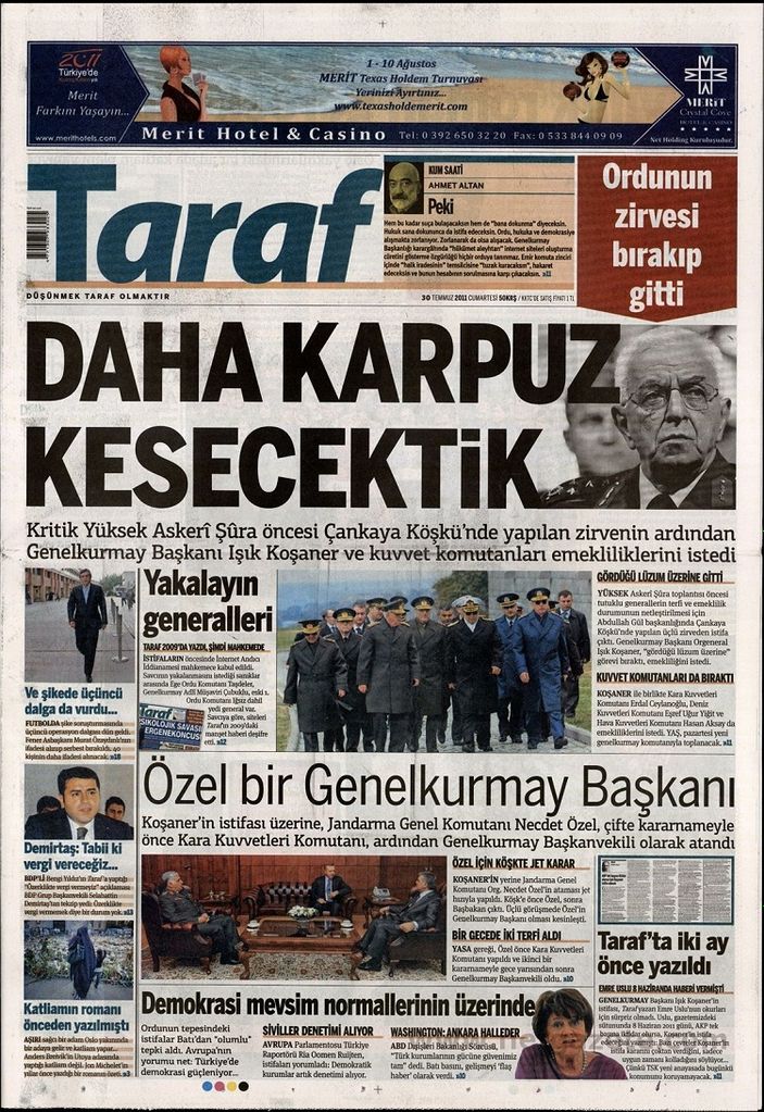 Taraf'ın en çok konuşulan manşetleri