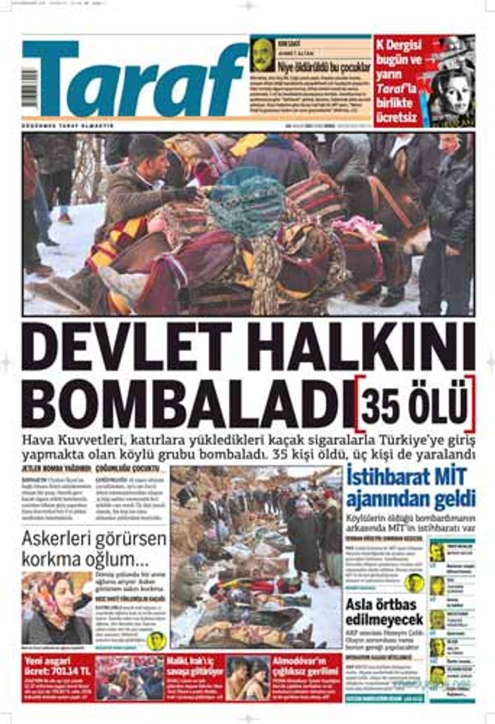 Taraf'ın en çok konuşulan manşetleri