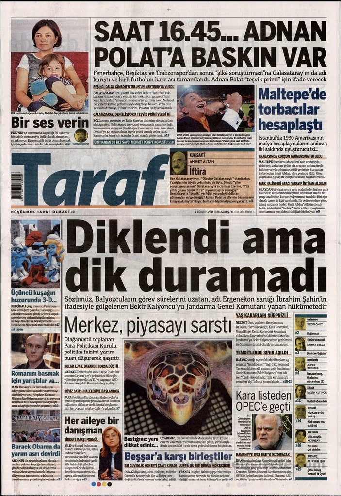 Taraf'ın en çok konuşulan manşetleri