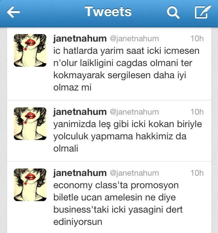 Janetnahum THY'deki içki yasağını yorumladı