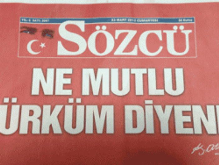 Sözcü Gazetesi'nden tam sayfa Türk bayrağı