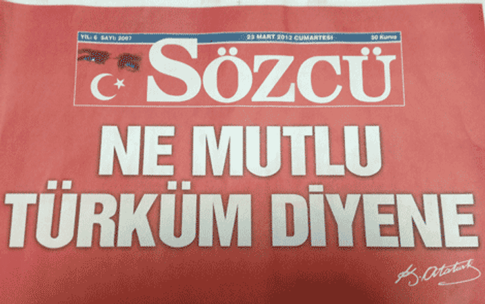 Sözcü Gazetesi'nden tam sayfa Türk bayrağı