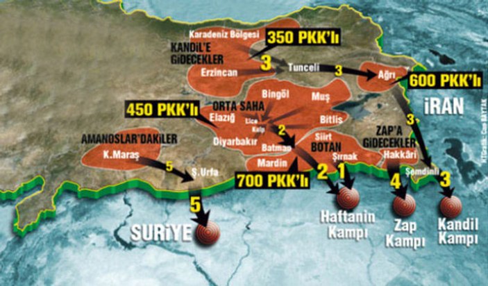 İşte PKK'nın çekilme haritası