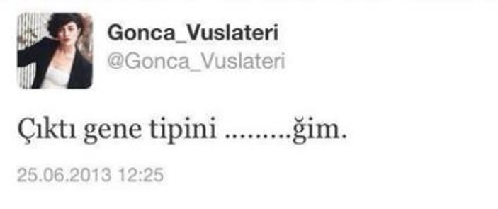 Gonca Vuslateri'nin Erdoğan'a küfür tweet'i