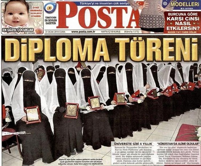 Posta Gazetesi'nin çarşaflı diploma töreni manşeti
