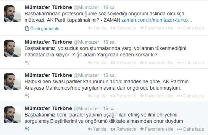 Zaman yazarı Mümtaz'er Türköne Başbakan'a cevap verdi