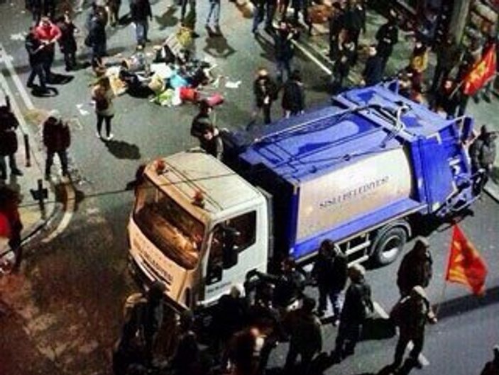 Sarıgül'ün kamyonu eylemcilere siper oldu İZLE