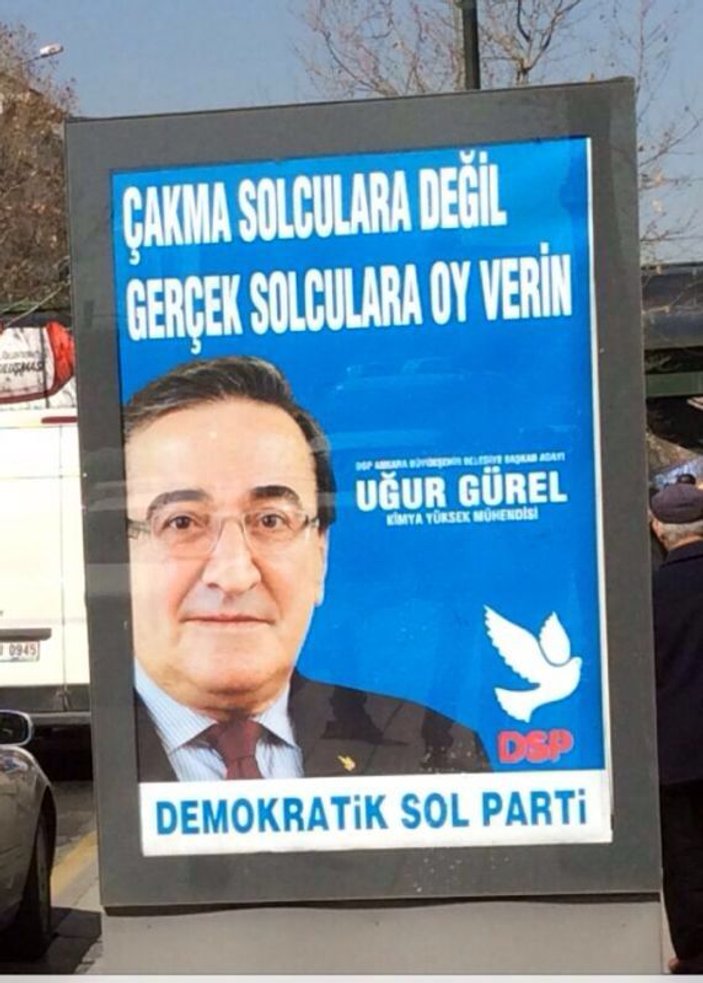 DSP Ankara adayı Mansur Yavaş'ı afişle vurdu