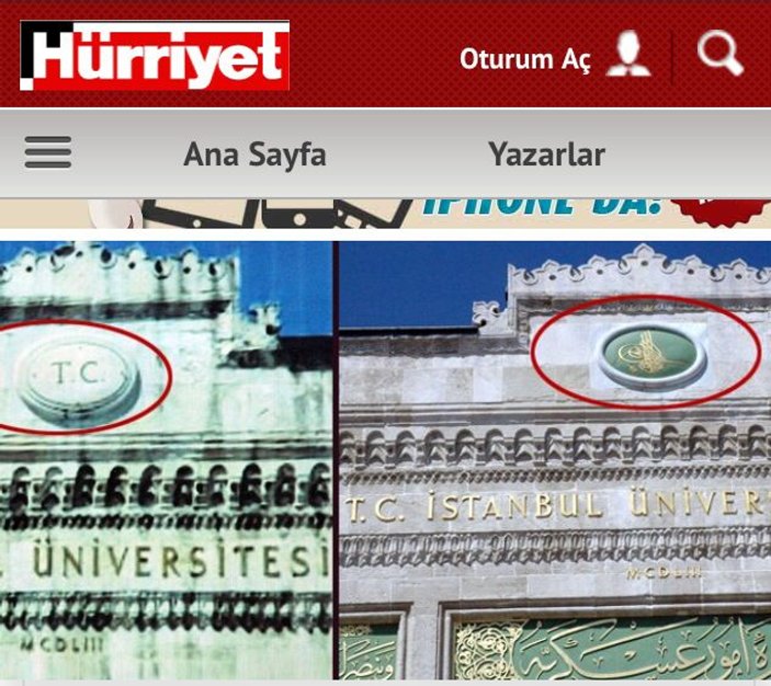 Hürriyet'in Osmanlı tuğrası rahatsızlığı