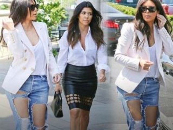 Kim Kardashian'ın yırtık kotu şaşırttı