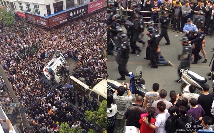 Çin'de 5 polis halk tarafından linç edildi İZLE