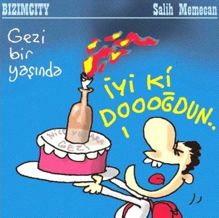 Salih Memecan'ın Gezi'nin yıldönümü karikatürü