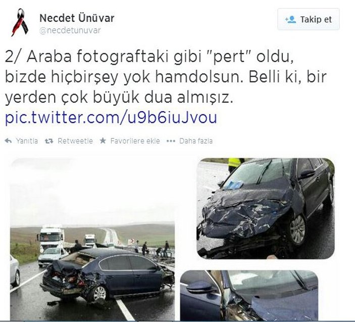Necdet Ünüvar trafik kazası geçirdi